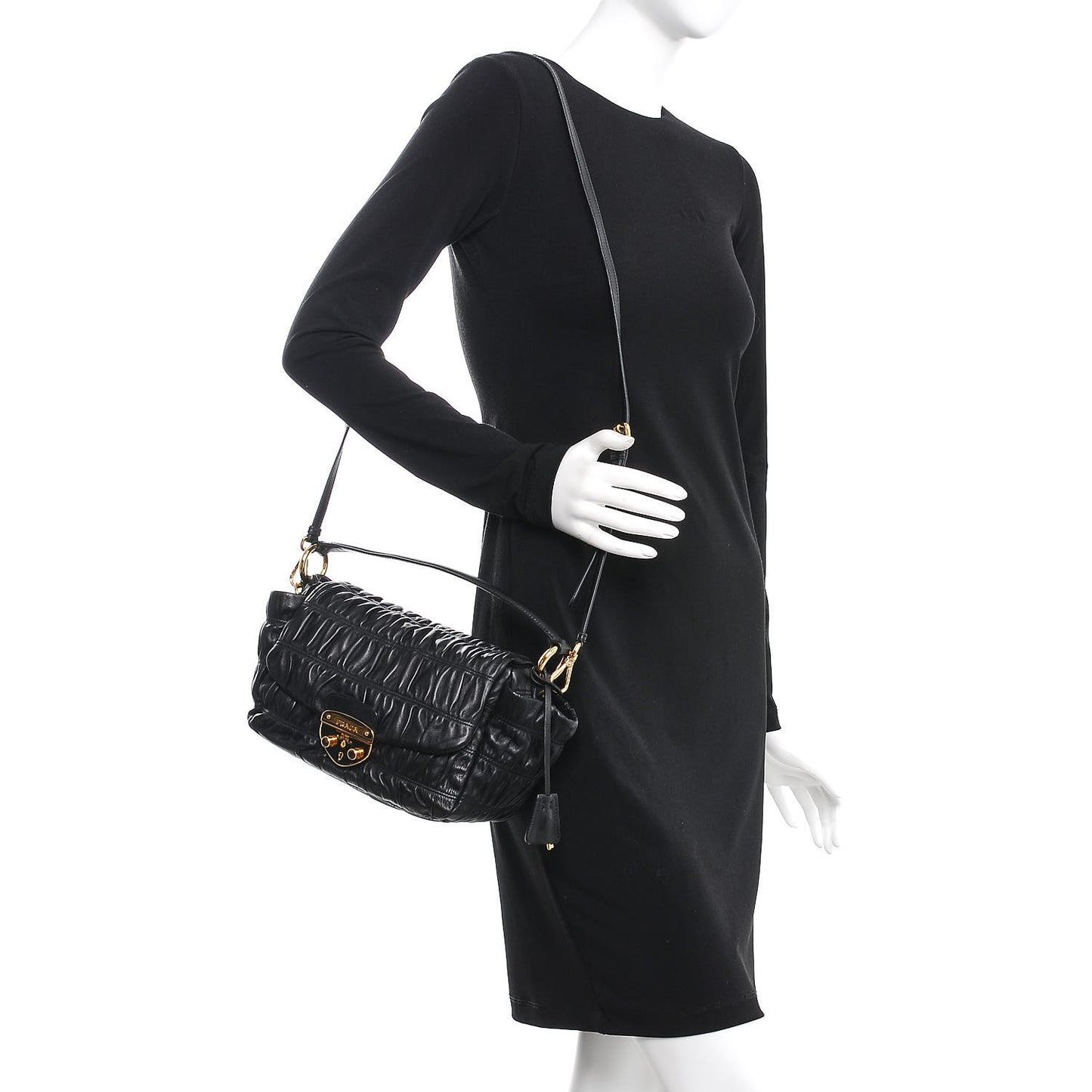 Nappa Dressy Gaufre Flap Bag Nero Black
