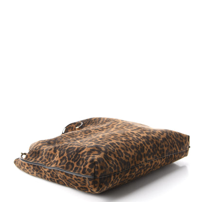 Saint Laurent Suede Leopard Print Medium Suzanne Hobo Natural 4 of 10