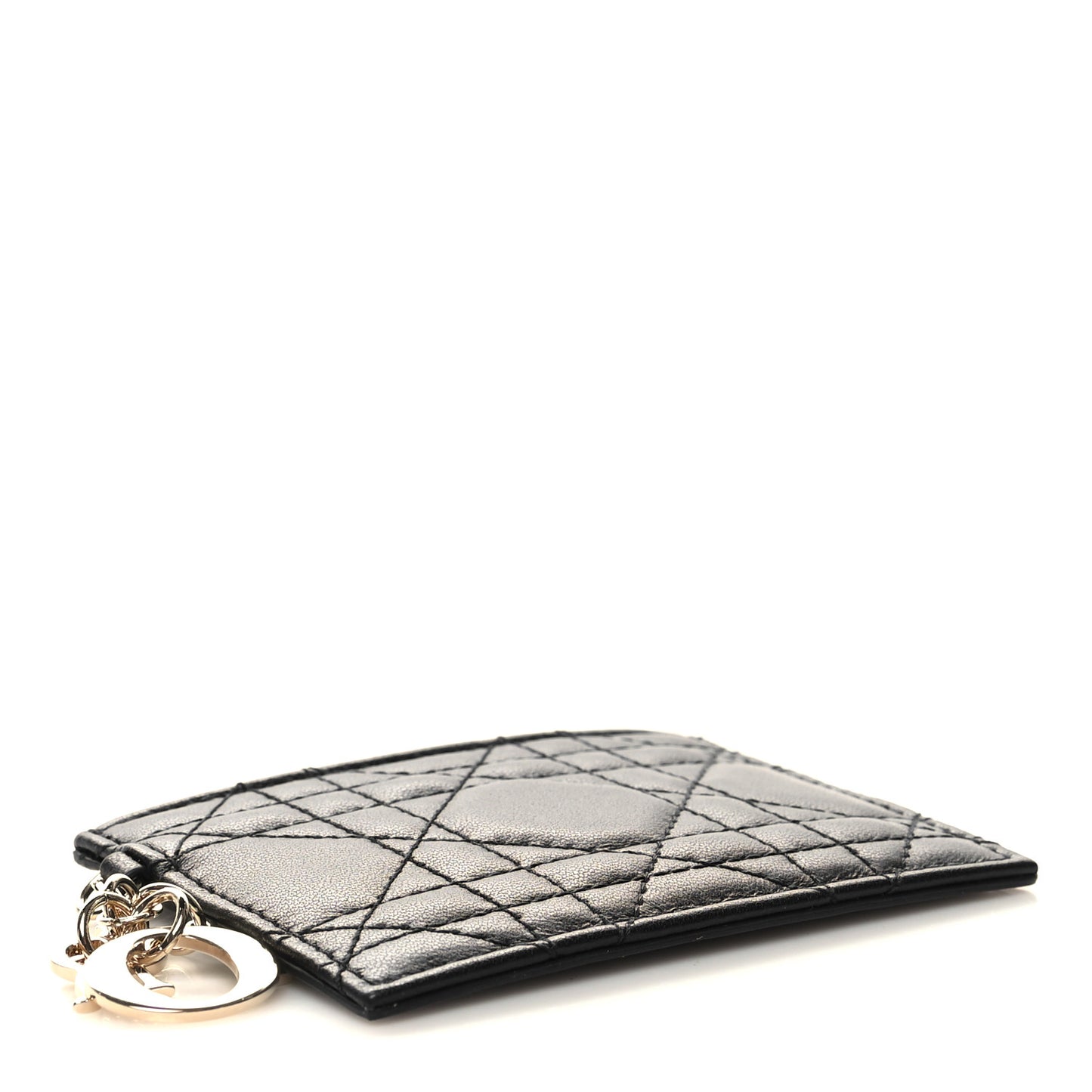 Lambskin Cannage Lady Dior Card Holder Black