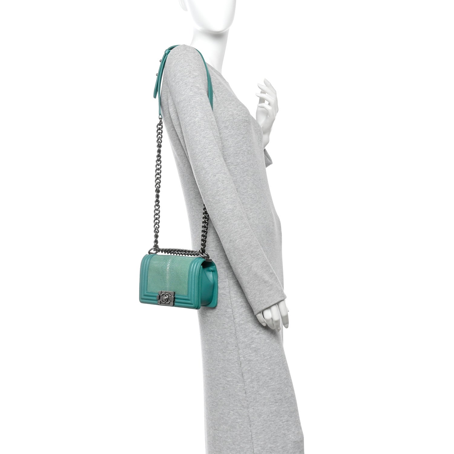 Chanel Galuchat Stingray Small Boy Flap Turquoise 2 of 10