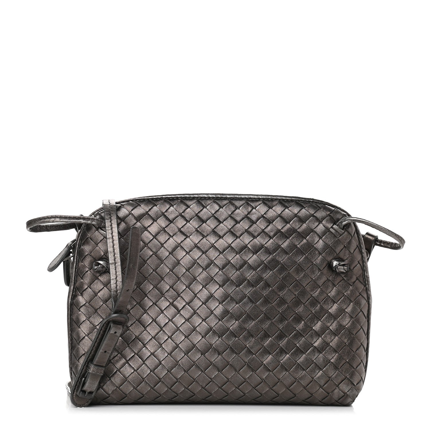 Bottega Veneta Metallic Grosgrain Intrecciato Nodini Bag Pewter 1 of 11