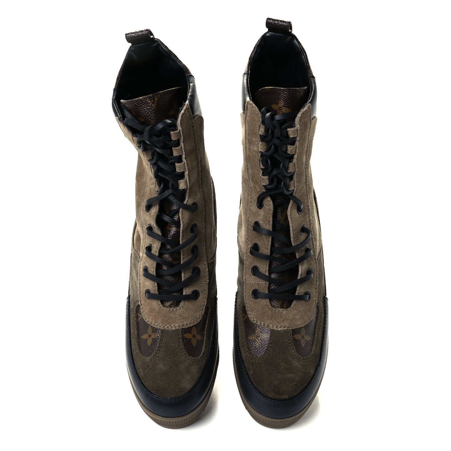 Suede Calfskin Monogram Laureate Platform Desert Boots 41 Taupe