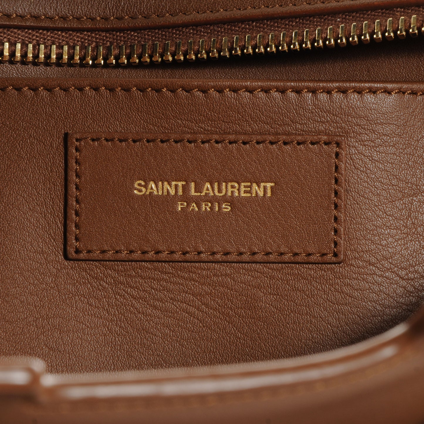 Leather Small Classic Y Cabas Bag Cognac