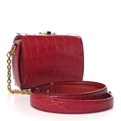 Alexander McQueen Calfskin Crocodile Embossed Box Shoulder Bag 19 Red 3 of 9