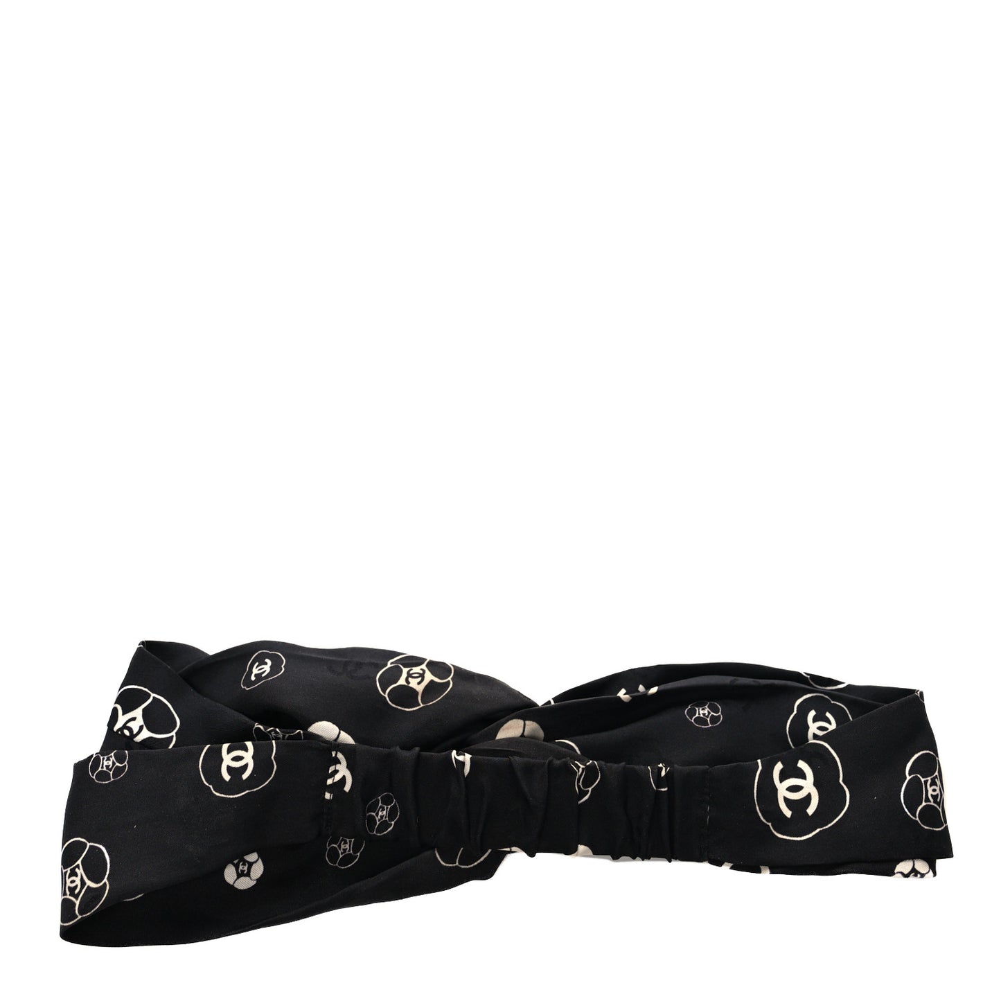 Silk Twill CC Hair Headband Black White