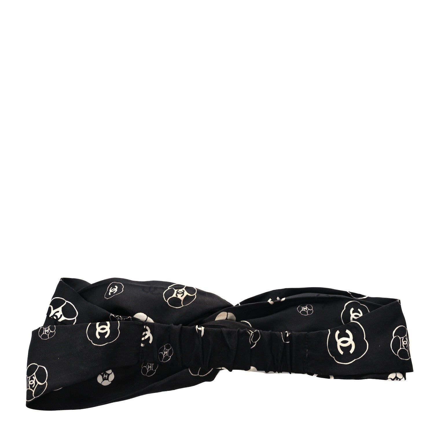 Chanel Silk Twill CC Hair Headband Black White 2 of 4