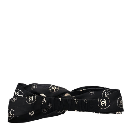 Chanel Silk Twill CC Hair Headband Black White 2 of 4
