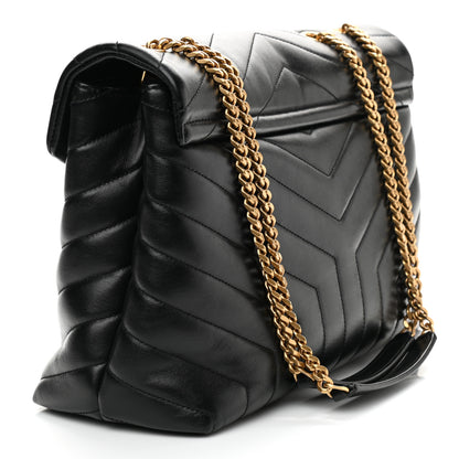 Saint Laurent Calfskin Y Quilted Monogram Medium Loulou Chain Satchel Black 3 of 9