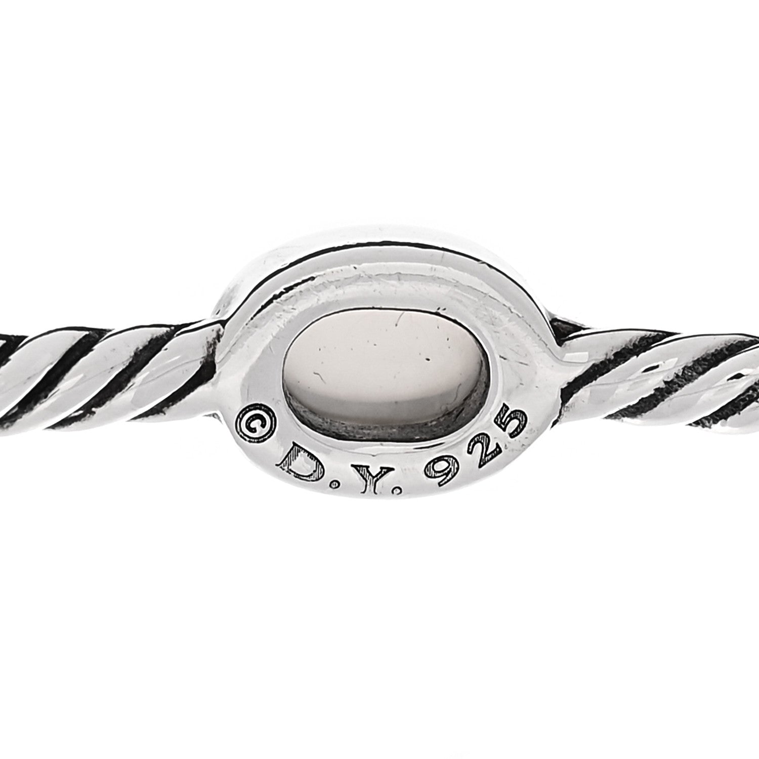 David Yurman Sterling Silver Moon Quartz Color Classics Cable Bangle Bracelet Set of 2 3 of 3