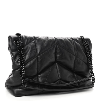 Saint Laurent Calfskin Quilted Medium Loulou Puffer Monogram Chain Satchel Black 3 of 9