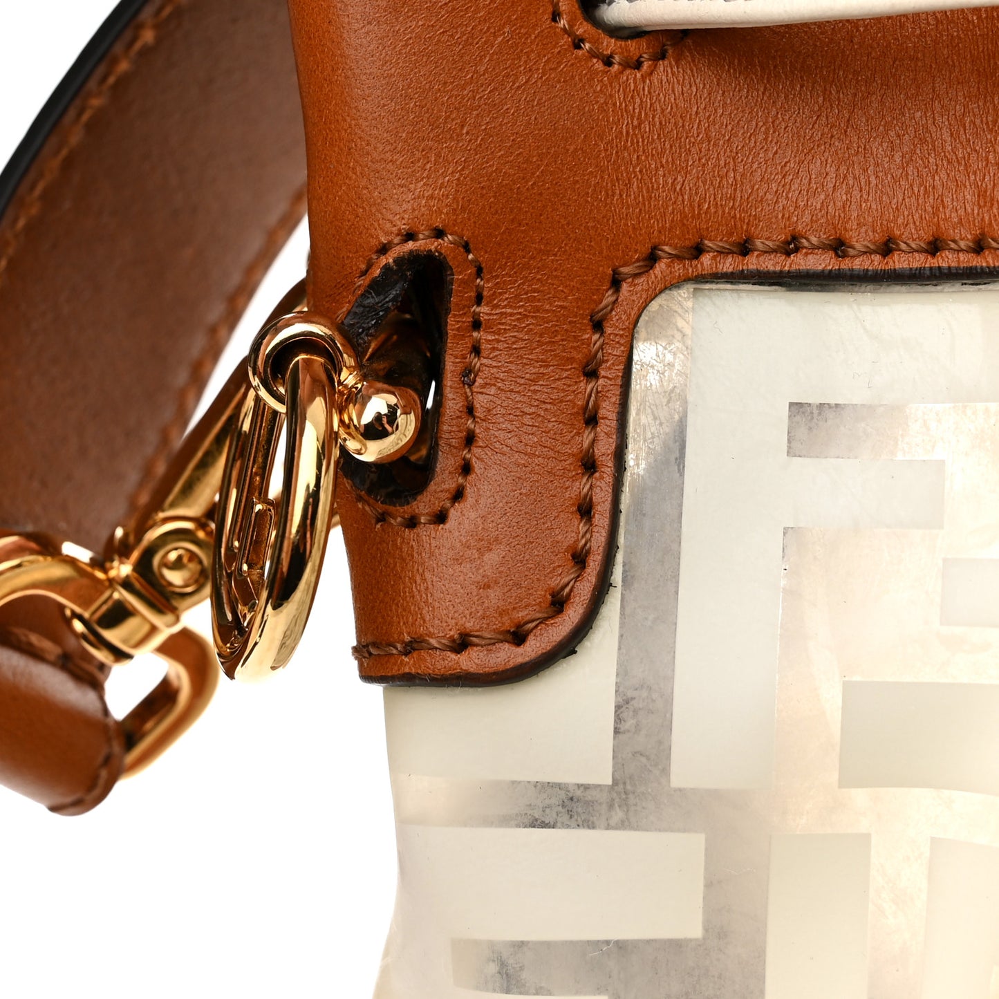 TPU FF Vitello Aura F is Fendi Grande Mon Tresor Bucket Bag White Cuoio