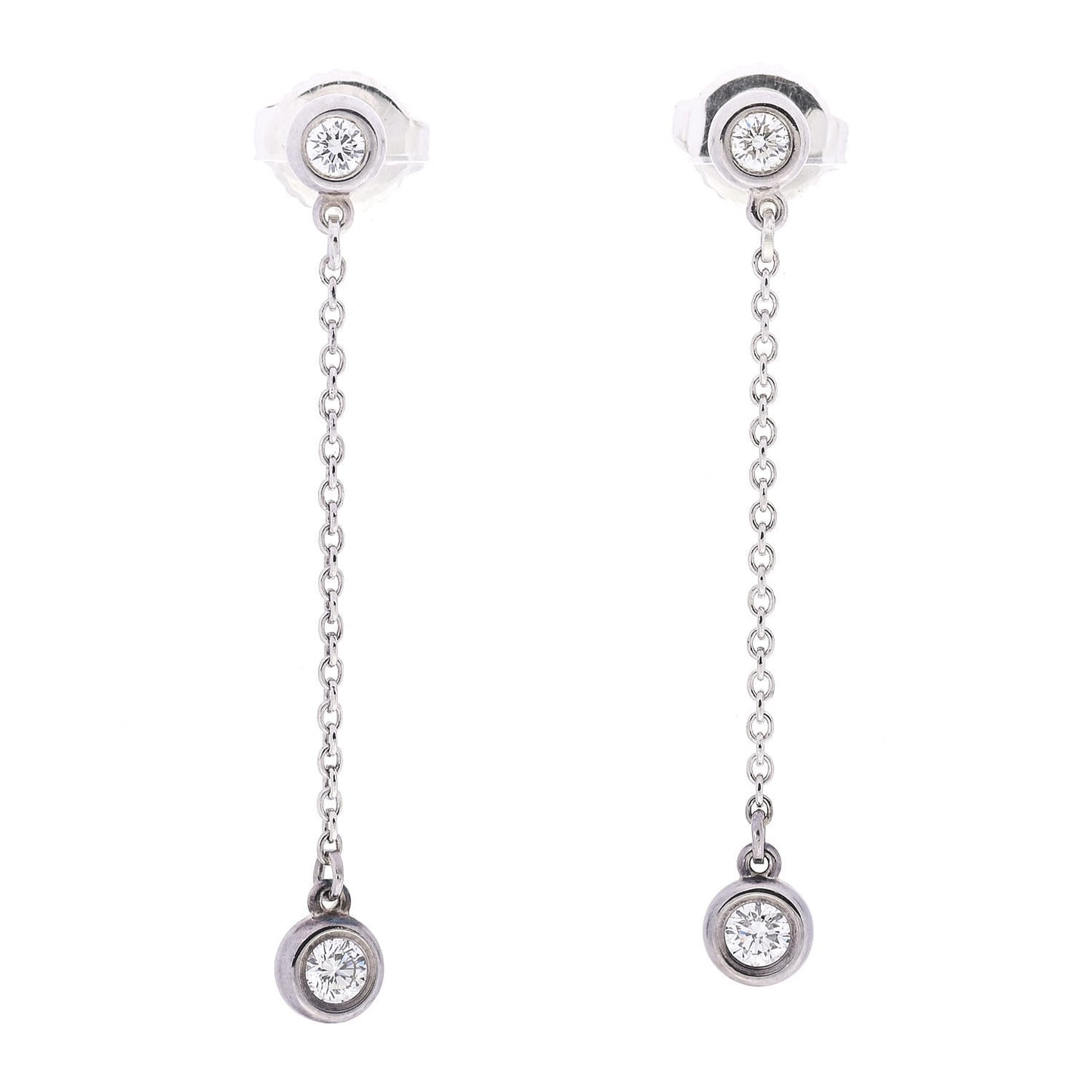 Sterling Silver Diamond .24ct Elsa Peretti Diamonds by the Yard Drop Earrings