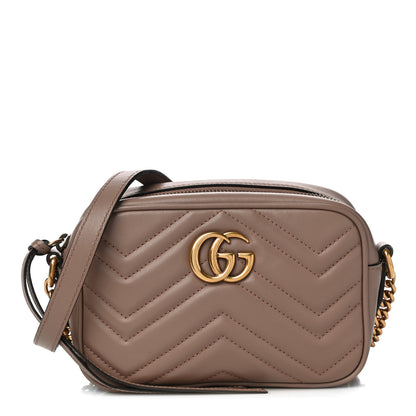 Gucci Calfskin Matelasse Mini GG Marmont Chain Shoulder Bag Porcelain Rose 1 of 11