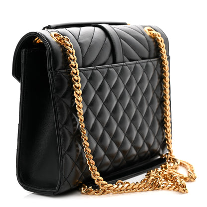 Saint Laurent Lambskin Mixed Matelasse Triquilt Medium Monogram Satchel Black 3 of 13