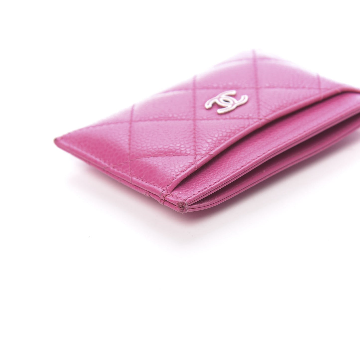 Caviar Quilted Card Holder Pink