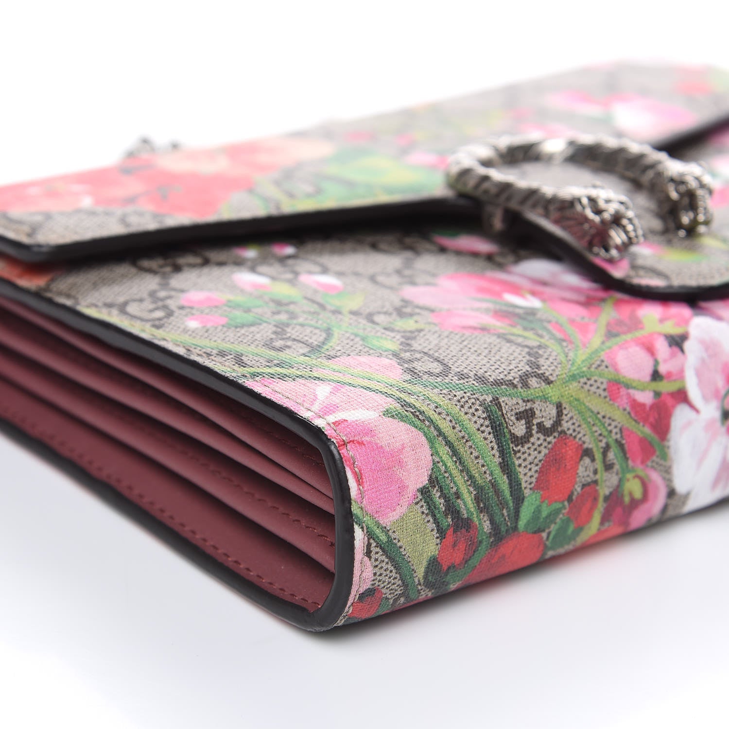 Gucci GG Supreme Monogram Blooms Mini Dionysus Chain Wallet Beige Multicolor Dry Rose 8 of 10