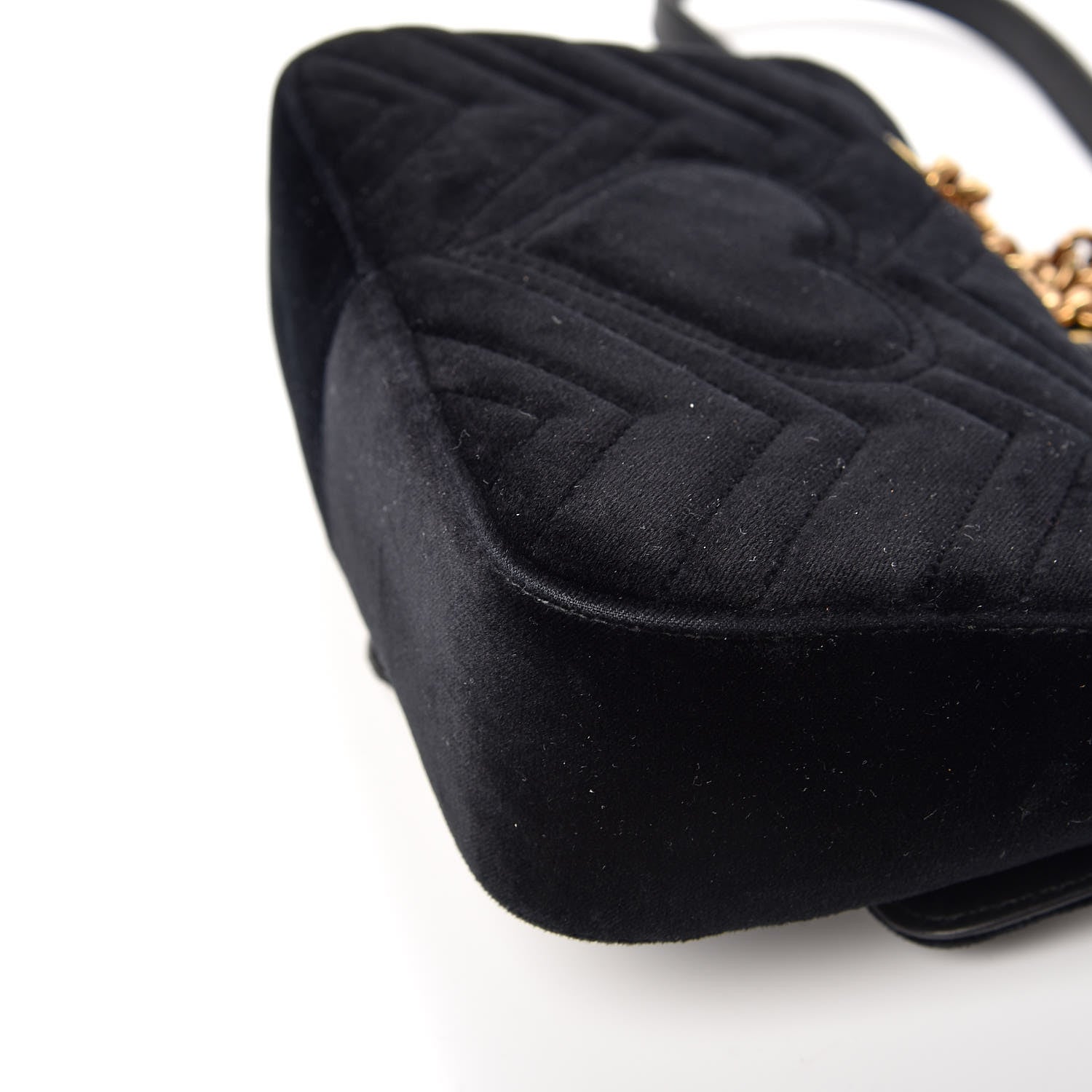 Gucci Velvet Matelasse Mini GG Marmont Shoulder Bag Black 8 of 12