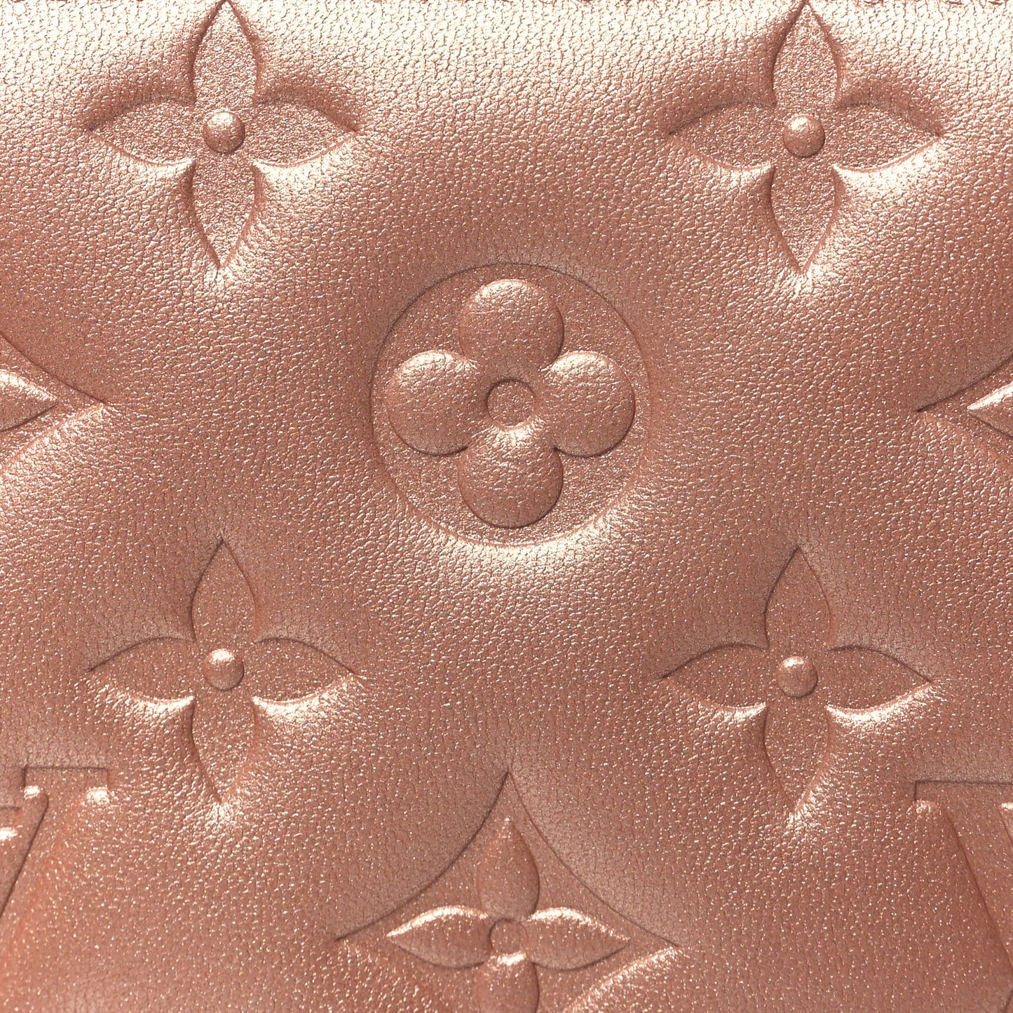 Metallic Lambskin Embossed Monogram Coussin Zippy Wallet Rose Gold
