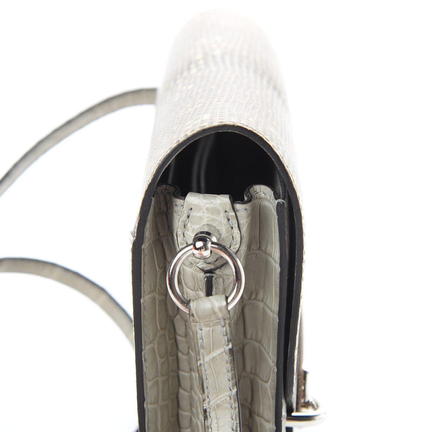 Matte Alligator Lizard Mini Sac Roulis Ombre Gris Perle