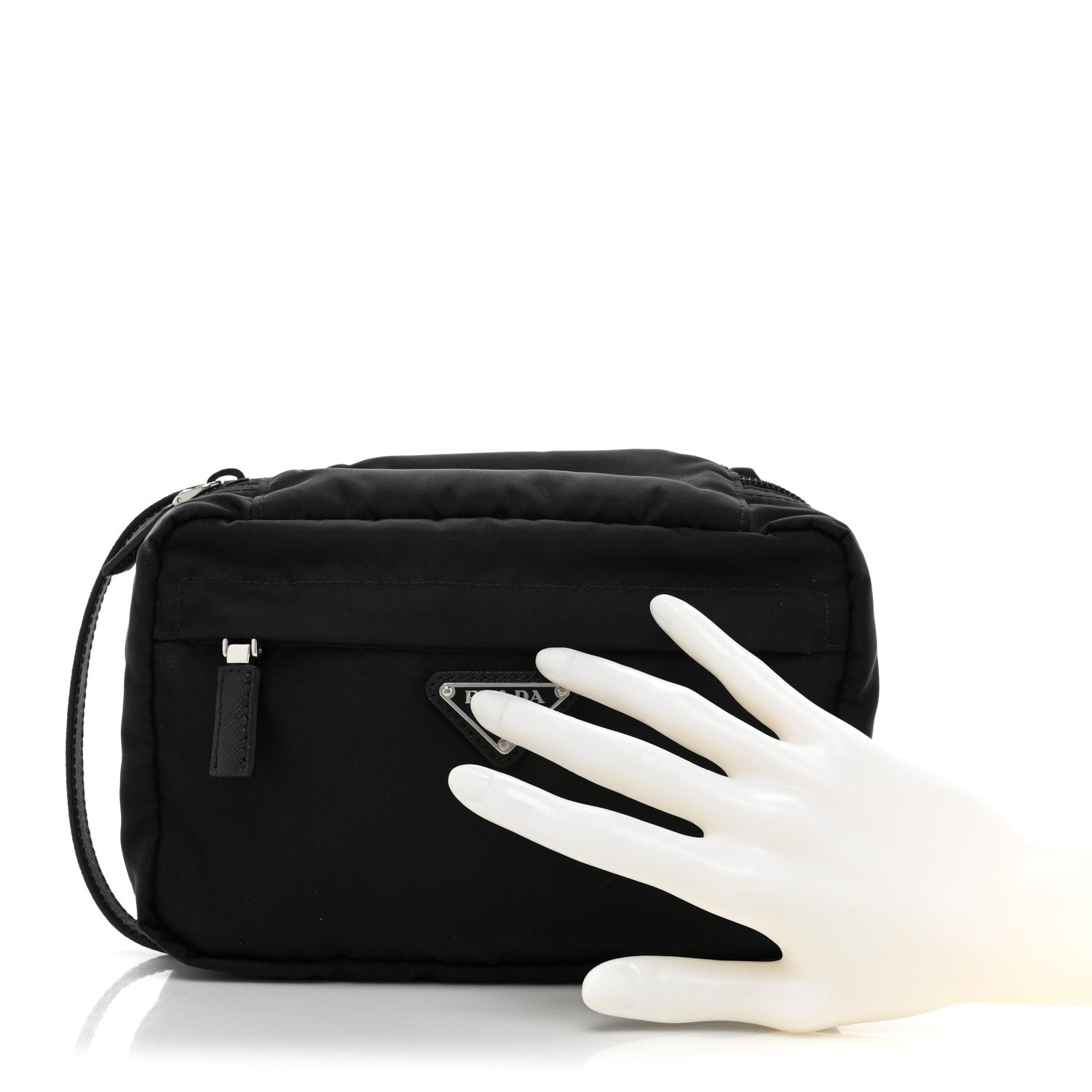 Prada Nylon Vela Saffiano Pouch Black 2 of 11