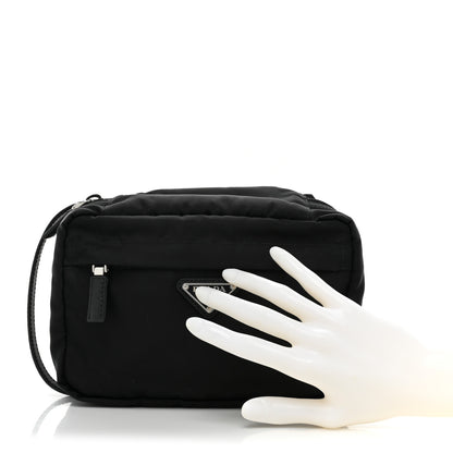 Prada Nylon Vela Saffiano Pouch Black 2 of 11