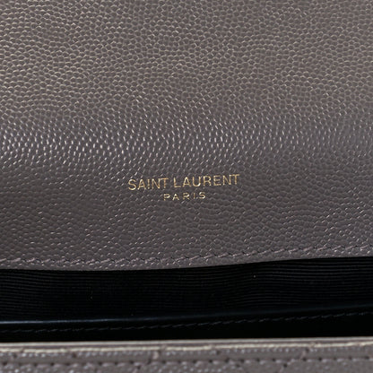 Saint Laurent Grain De Poudre Textured Mixed Matelasse Medium Triquilt Monogram Satchel Fog 6 of 12