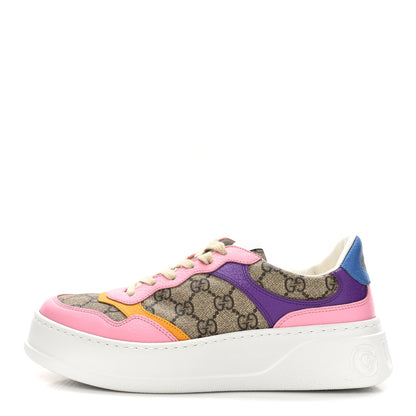 Gucci Calfskin GG Supreme Monogram Perforated Womens Platform 55mm Sneakers 40 Beige Ebony Sugar Pink Crop Shine Purple 1 of 10