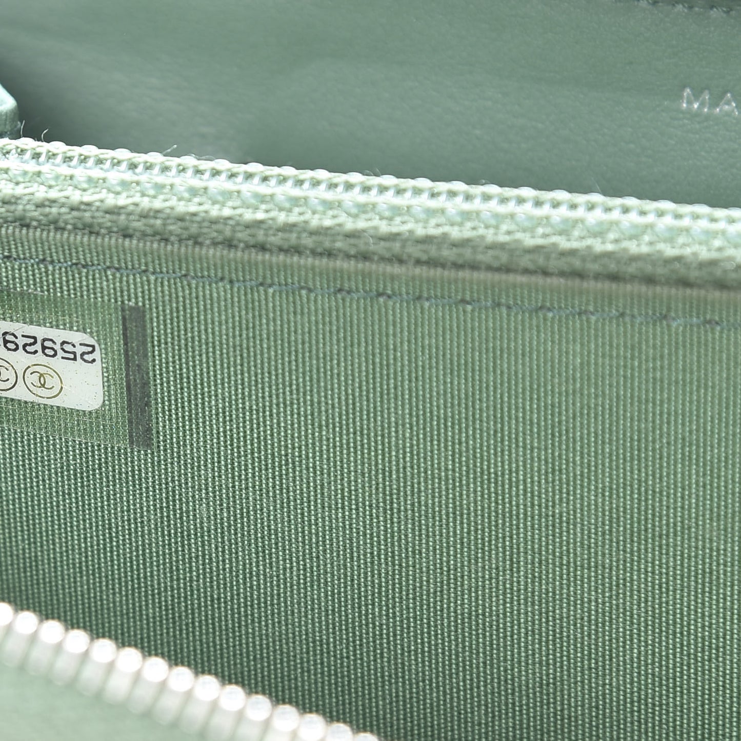 Faded Patent Calfskin Quilted Small Zip Around Wallet Green