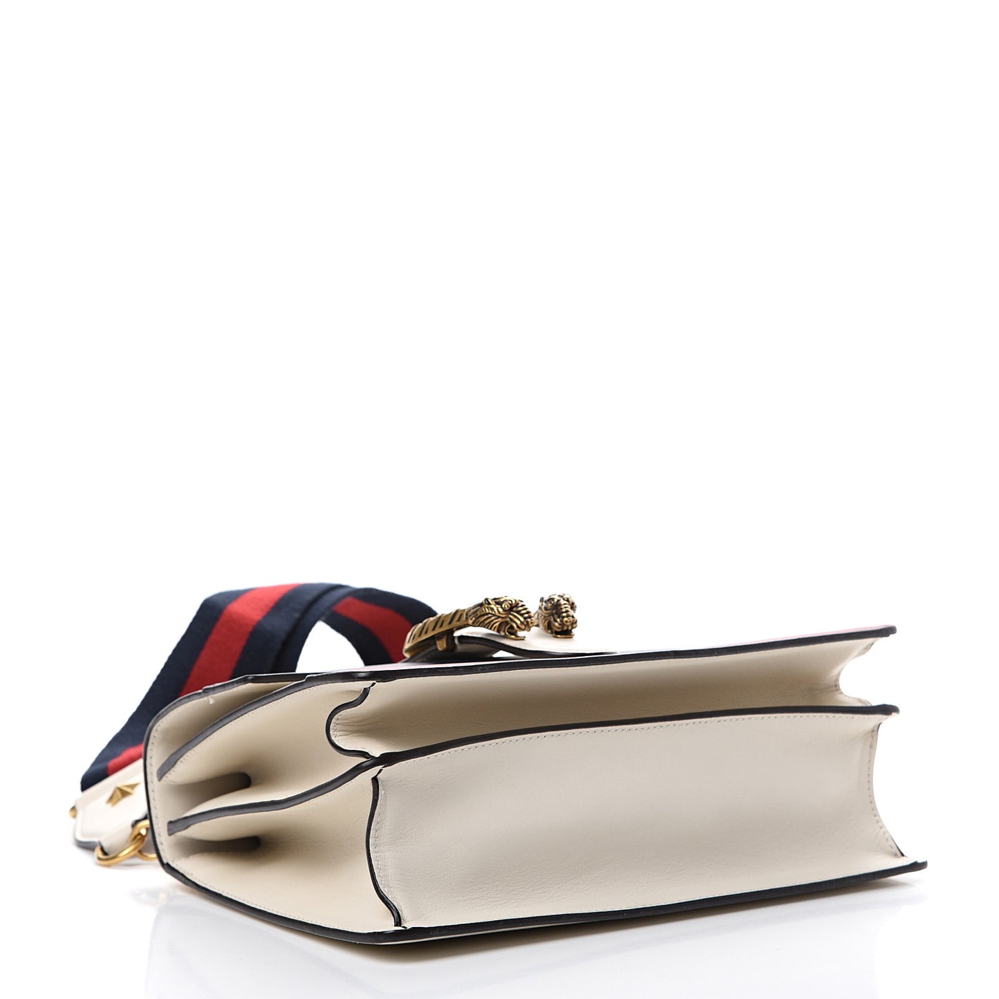Calfskin Bamboo Web Medium Dionysus Top Handle Bag White Blue Hibiscus Red