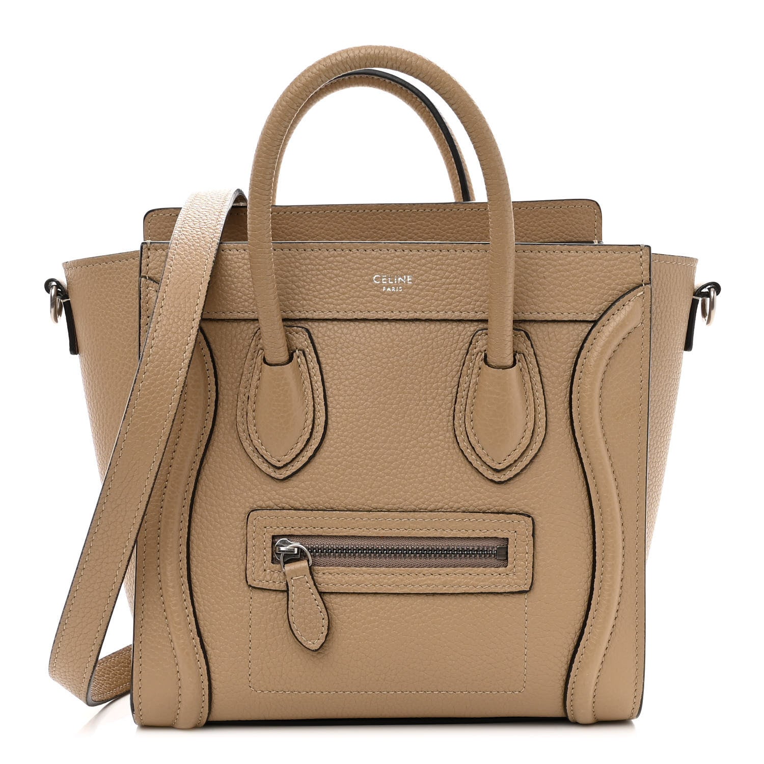 Celine Drummed Calfskin Nano Luggage Dune 1 of 10