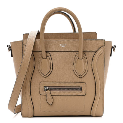 Celine Drummed Calfskin Nano Luggage Dune 1 of 10