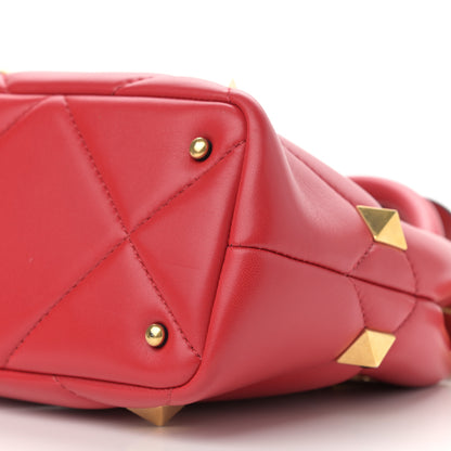 Valentino Garavani Nappa Small Roman Stud The Handle Bag Rouge Pur 9 of 13
