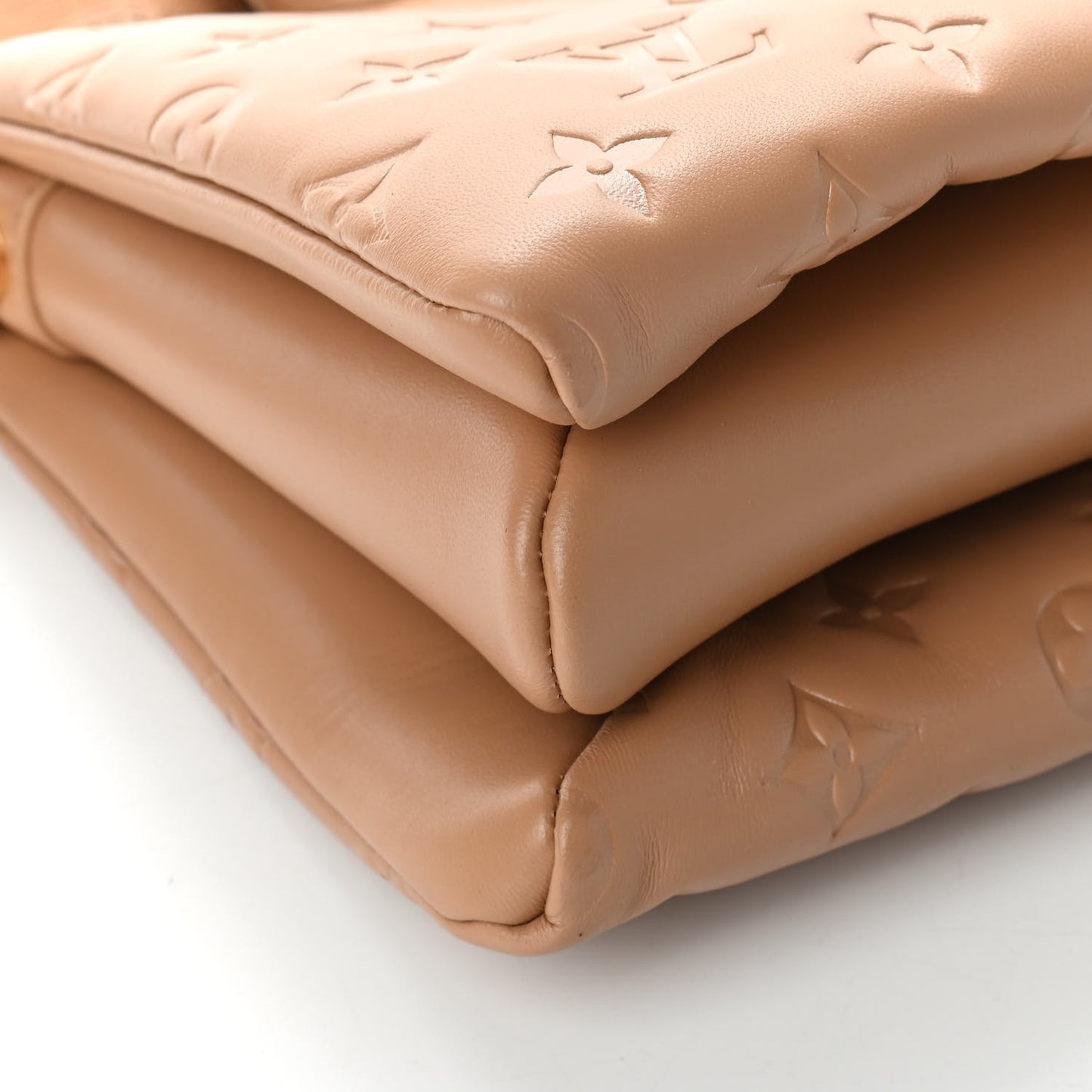 Lambskin Embossed Monogram Coussin PM Camel