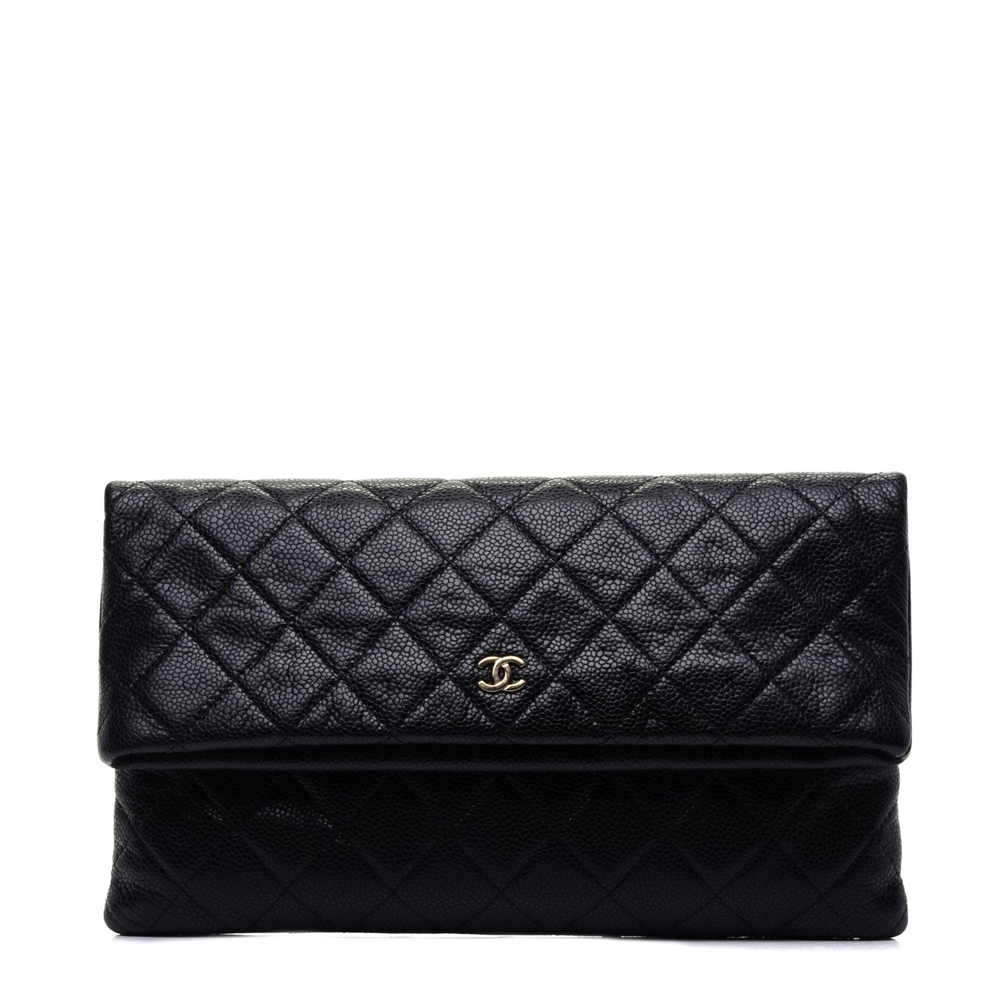 Caviar Quilted CC Beauty Clutch Black