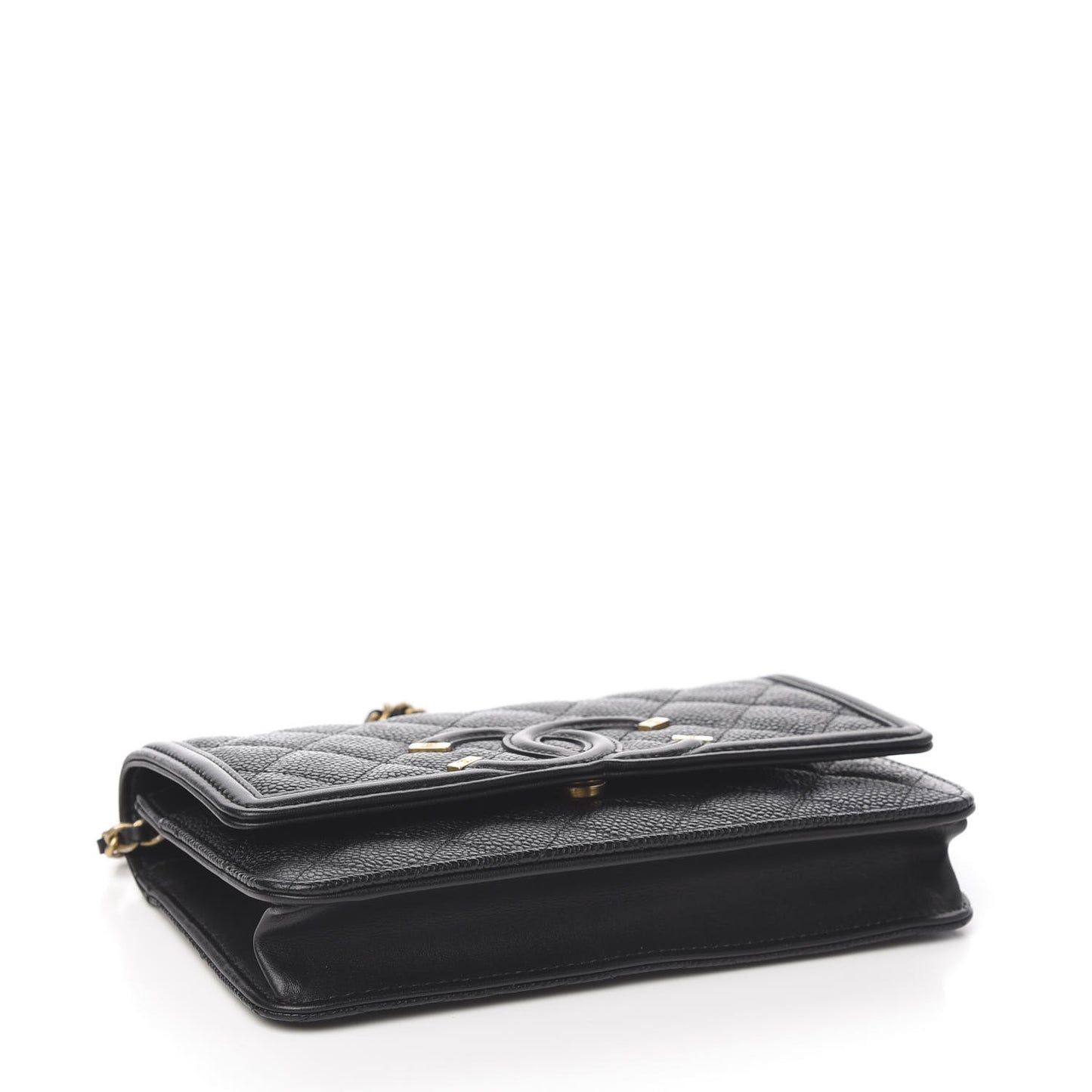 Caviar Quilted CC Filigree Wallet On Chain WOC Black