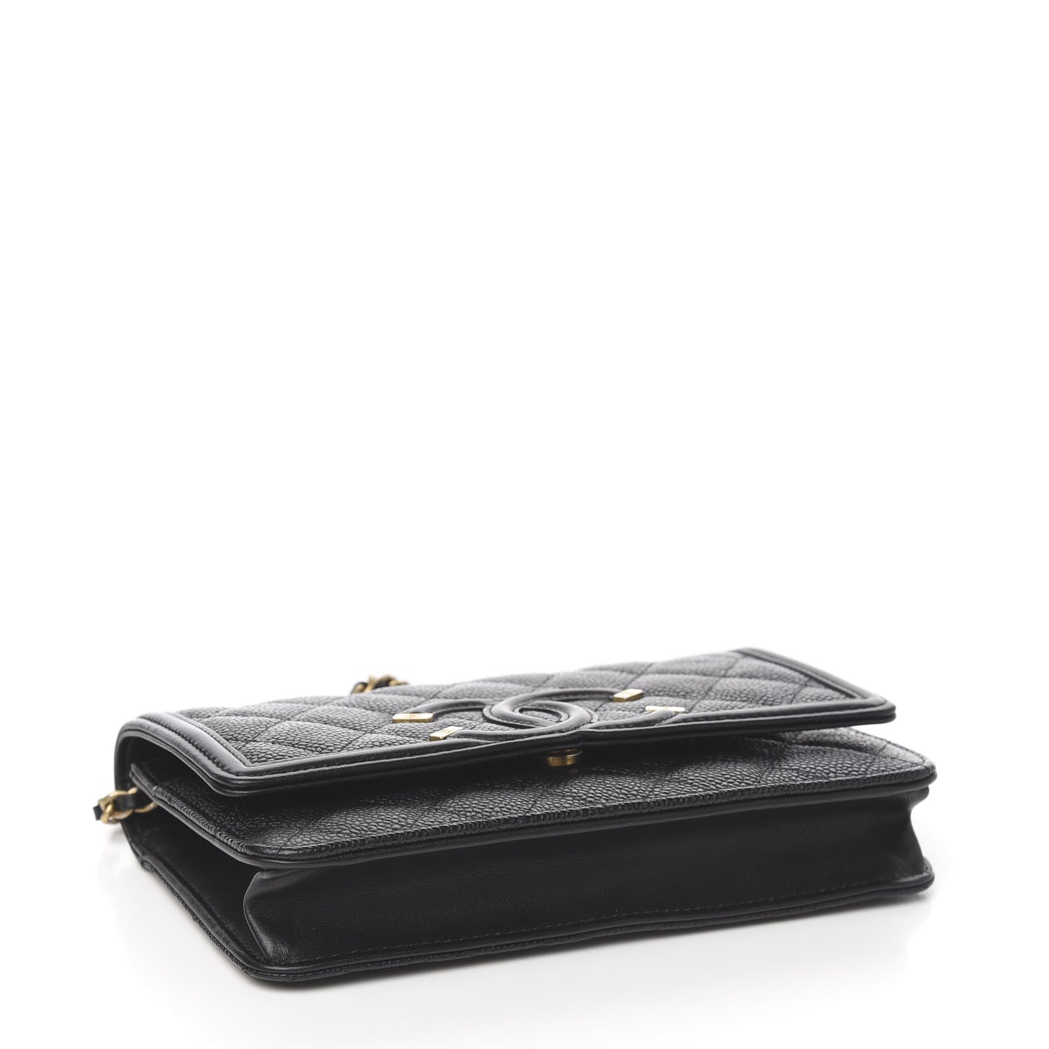Chanel Caviar Quilted CC Filigree Wallet On Chain WOC Black 3 of 9