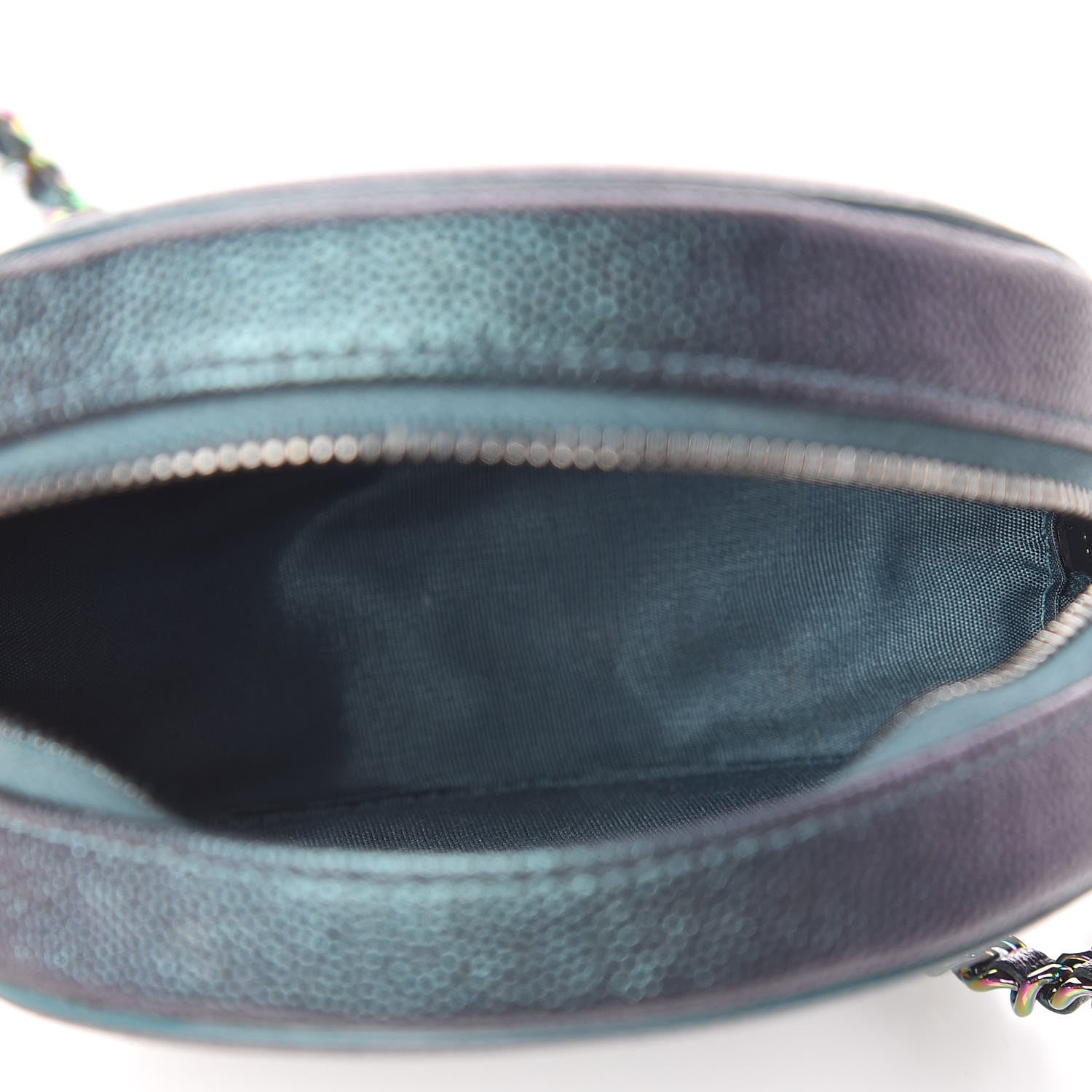 Chanel Iridescent Caviar Quilted Round Filigree Crossbody Dark Turquoise 5 of 11