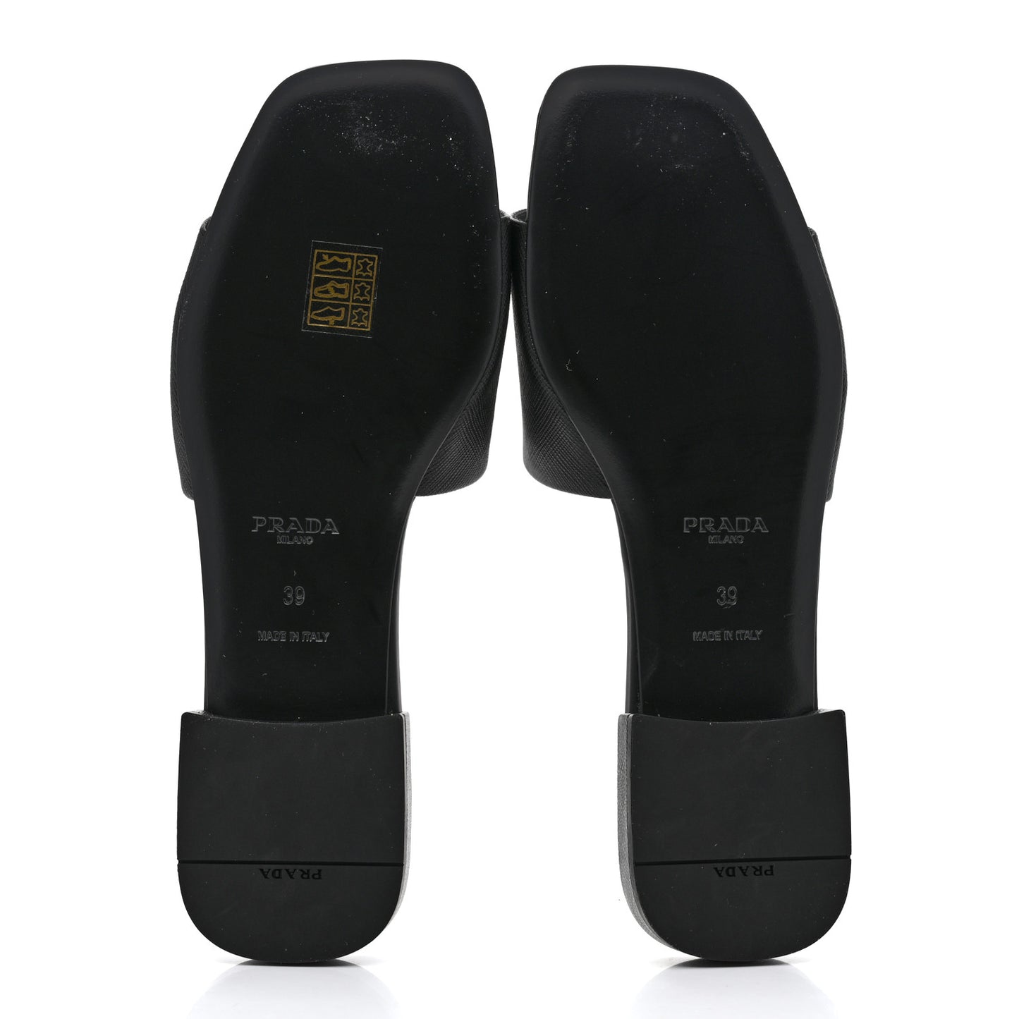 Saffiano Metal Triangle Logo 10mm Slide Sandals 39 Black