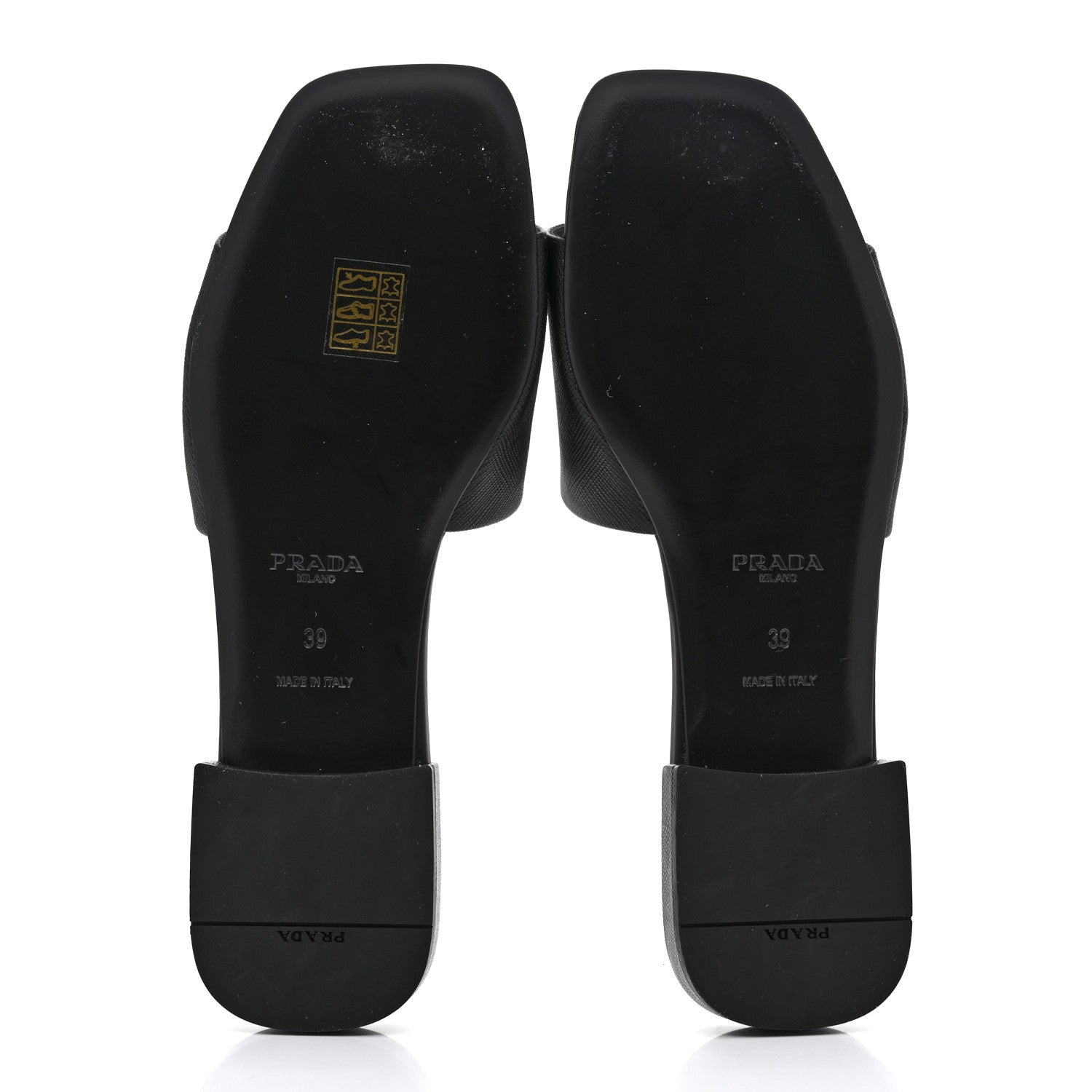 Prada Saffiano Metal Triangle Logo 10mm Slide Sandals 39 Black 5 of 7