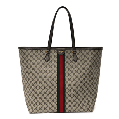 Gucci X BALENCIAGA BB Supreme Monogram Web Large Ophidia Shopping Tote Beige New Acero 1 of 10