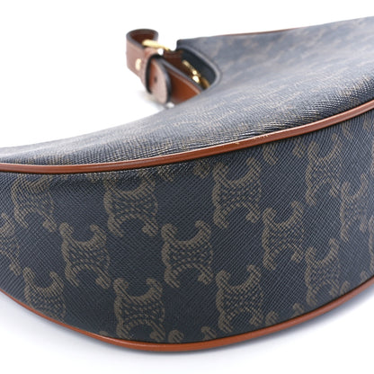 Celine Triomphe Canvas Calfskin Ava Shoulder Bag Tan 11 of 12