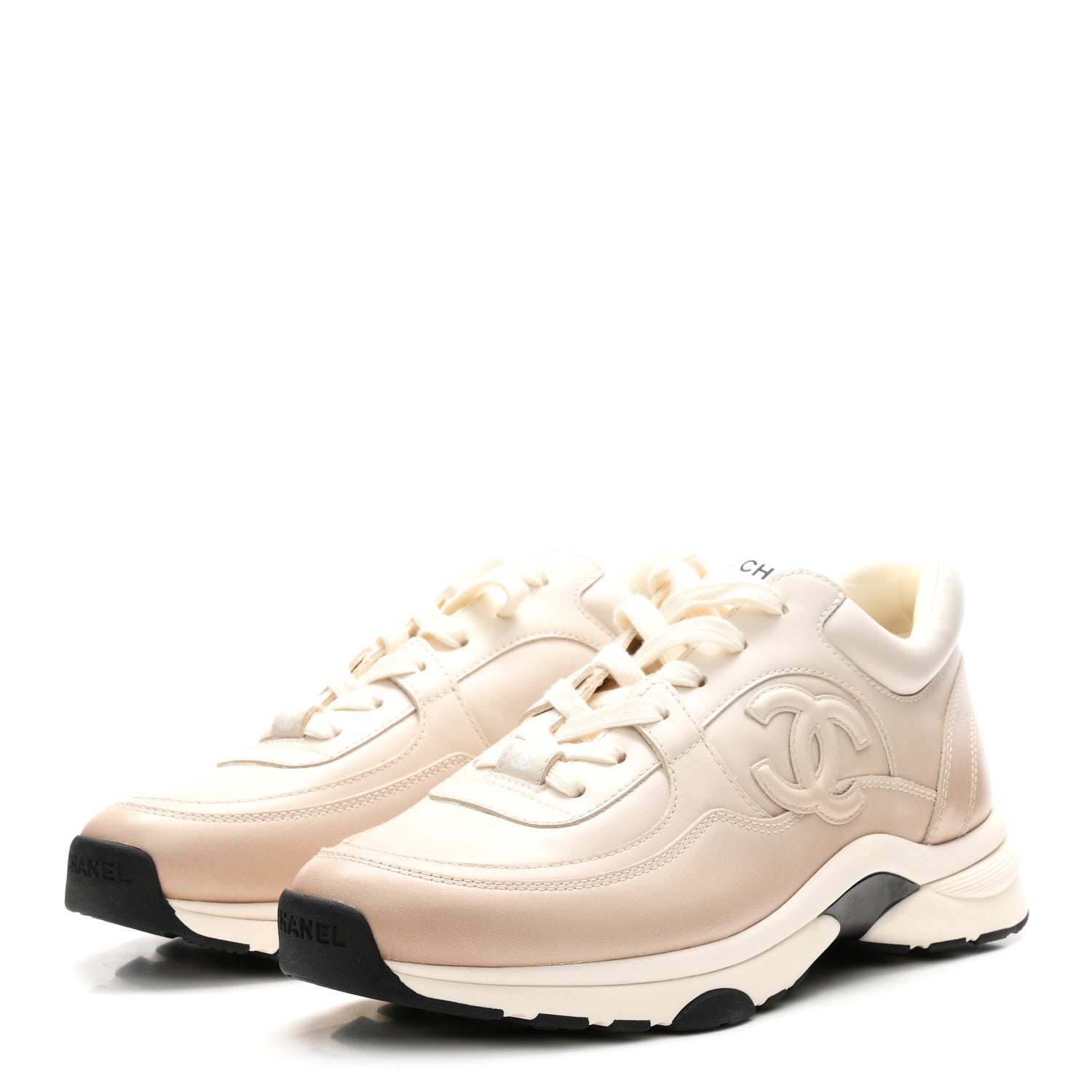 Chanel Gradiant Calfskin CC Womens Sneakers 38.5 Beige 4 of 10
