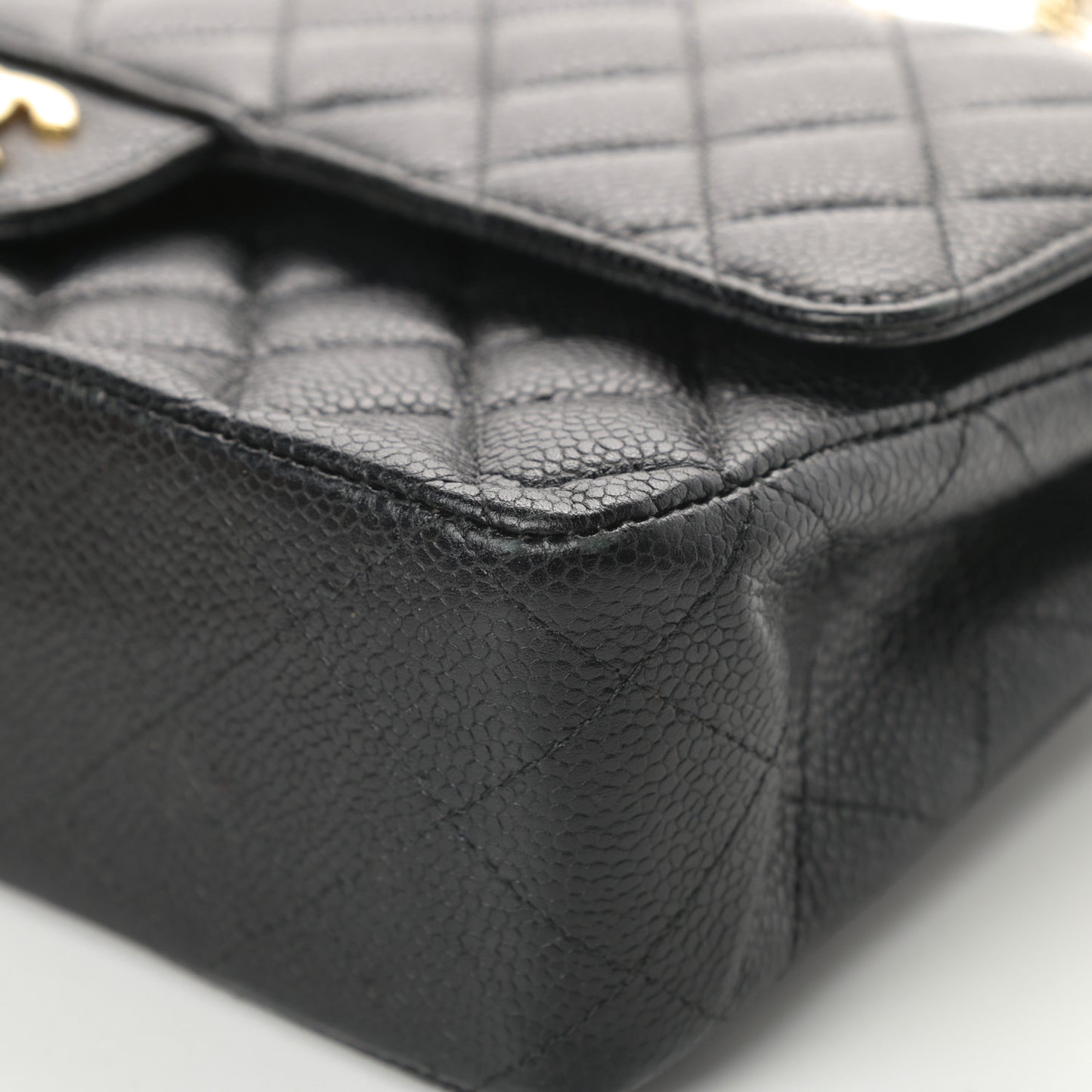 Caviar Quilted Medium Double Flap Black