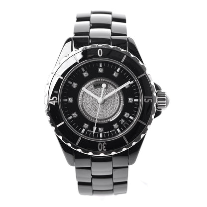Chanel Stainless Steel Ceramic Diamond Dial 38mm J12 Automatic Watch Black 1 of 8