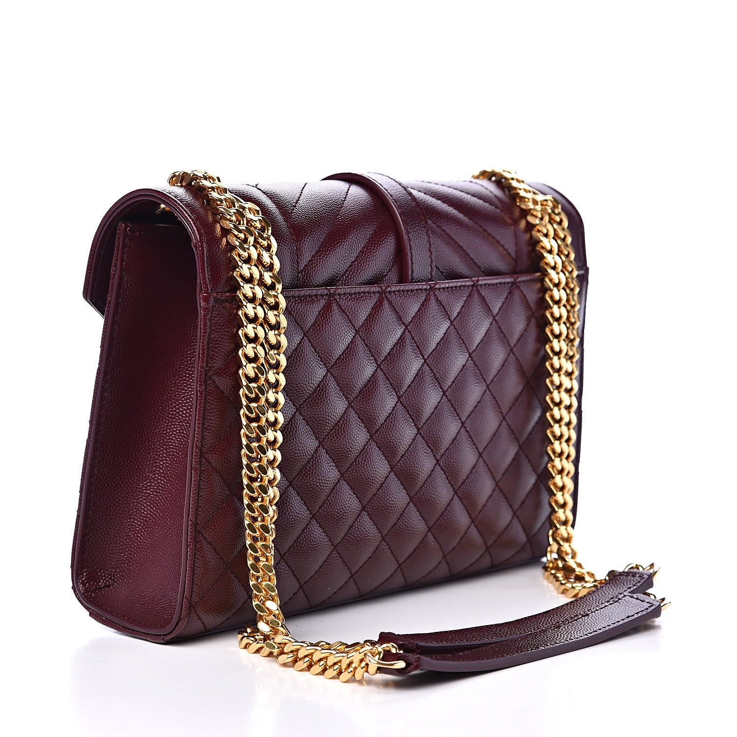 Saint Laurent Grain De Poudre Textured Mixed Matelasse Medium Triquilt Monogram Satchel Rouge Legion 2 of 9