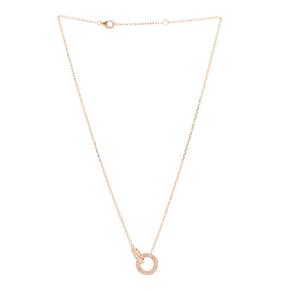 Cartier 18K Pink Gold Diamond Interlocking LOVE Paved Necklace 2 of 3