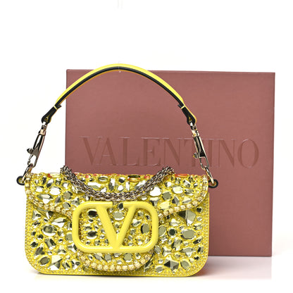 Valentino Garavani Crystal Nappa Enamel Vlogo Small Loco Shoulder Bag Lemon Cedar 10 of 10
