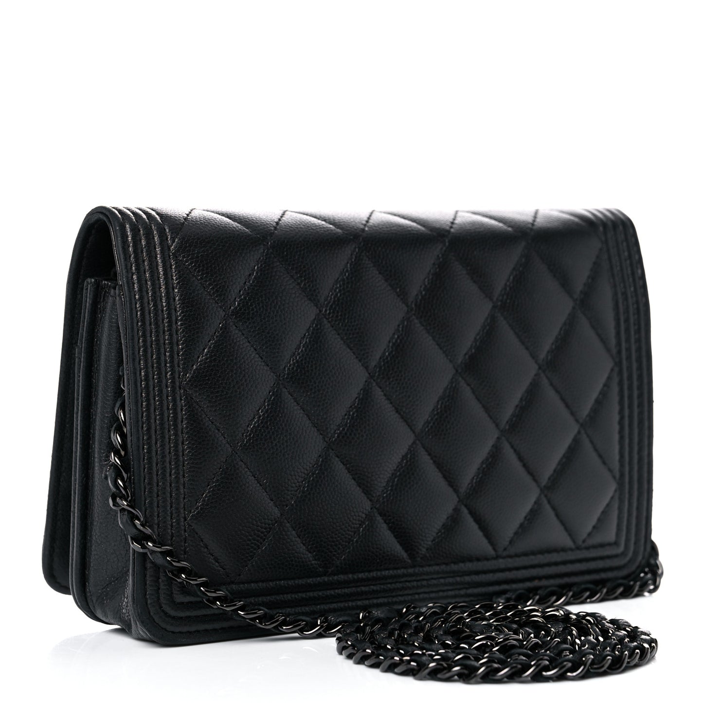 Caviar Quilted Boy Wallet On Chain WOC So Black