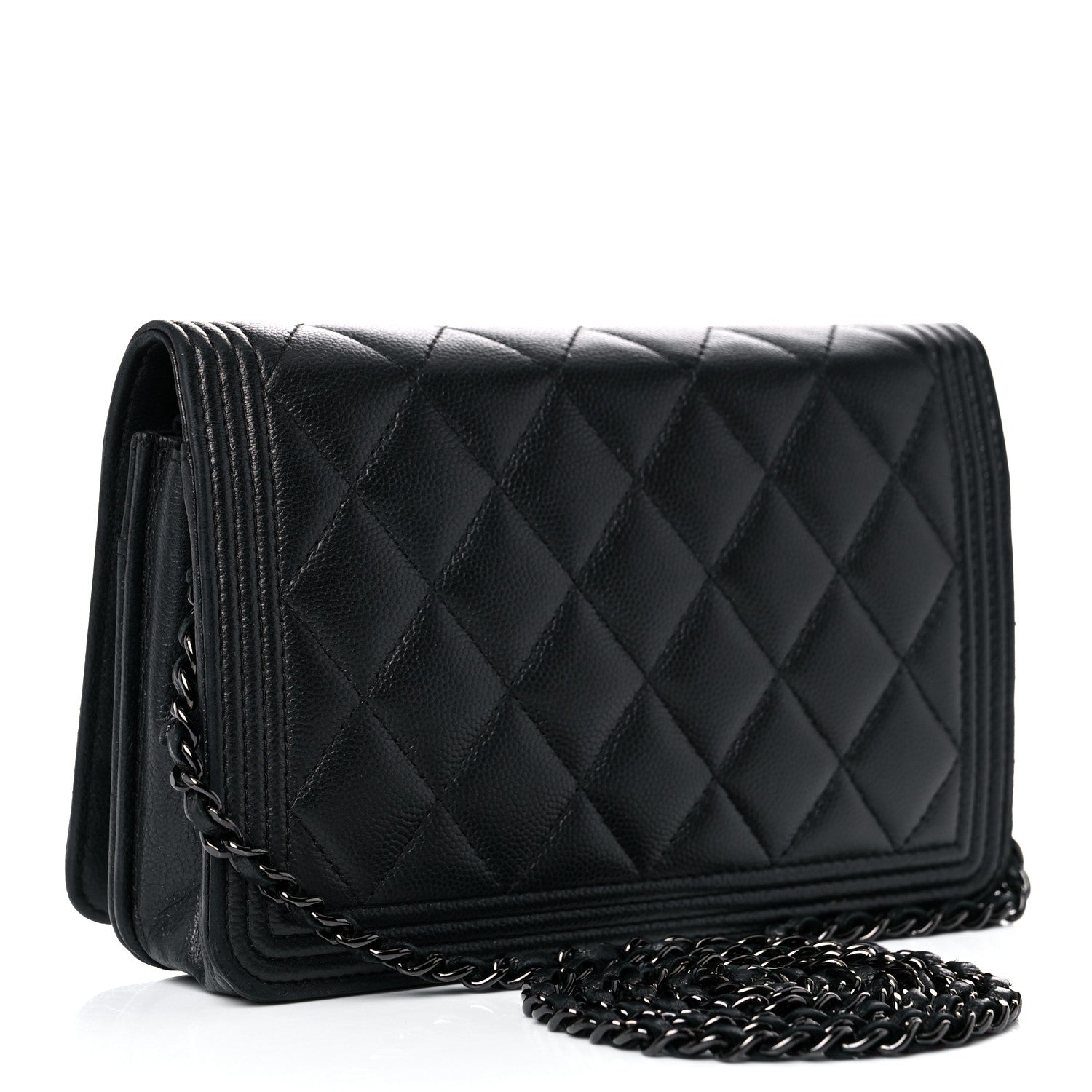 Chanel Caviar Quilted Boy Wallet On Chain WOC So Black 3 of 22