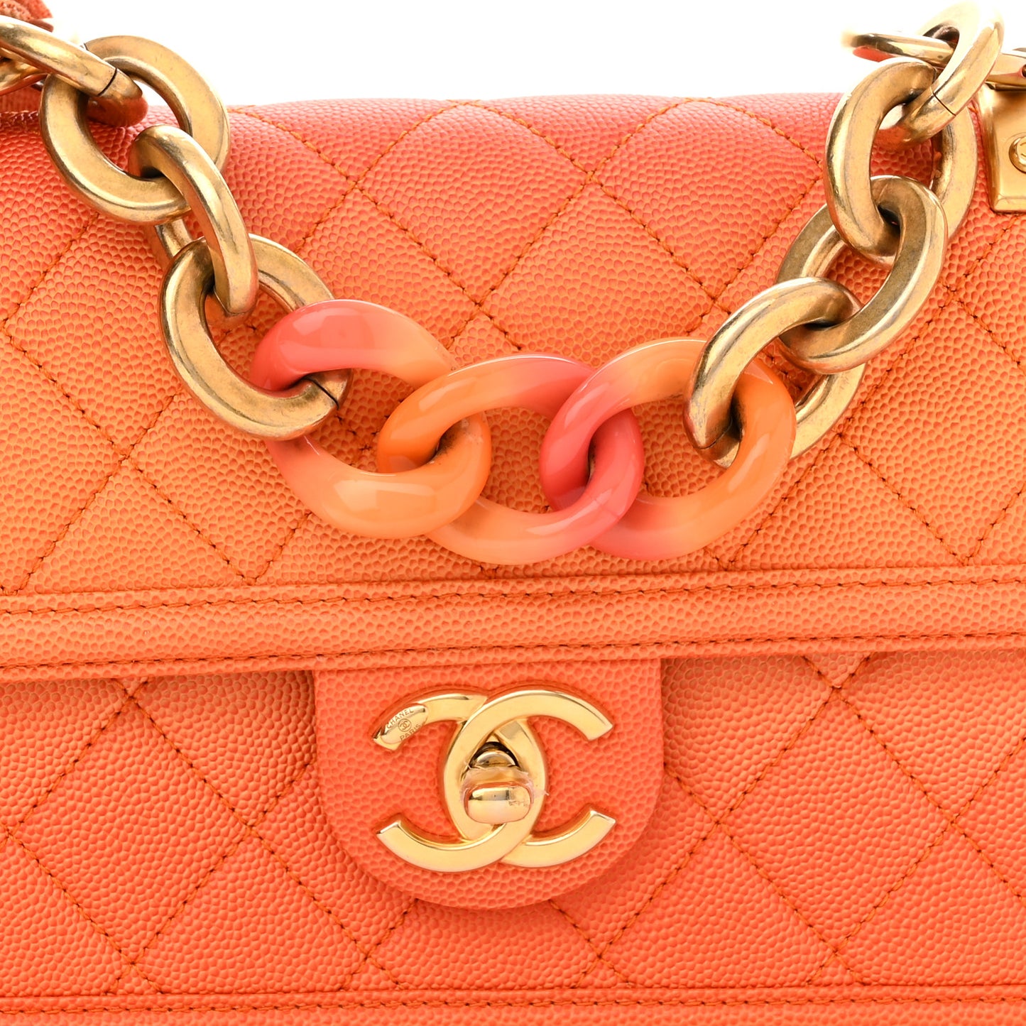 Caviar Quilted Small Sunset On The Sea Flap Orange